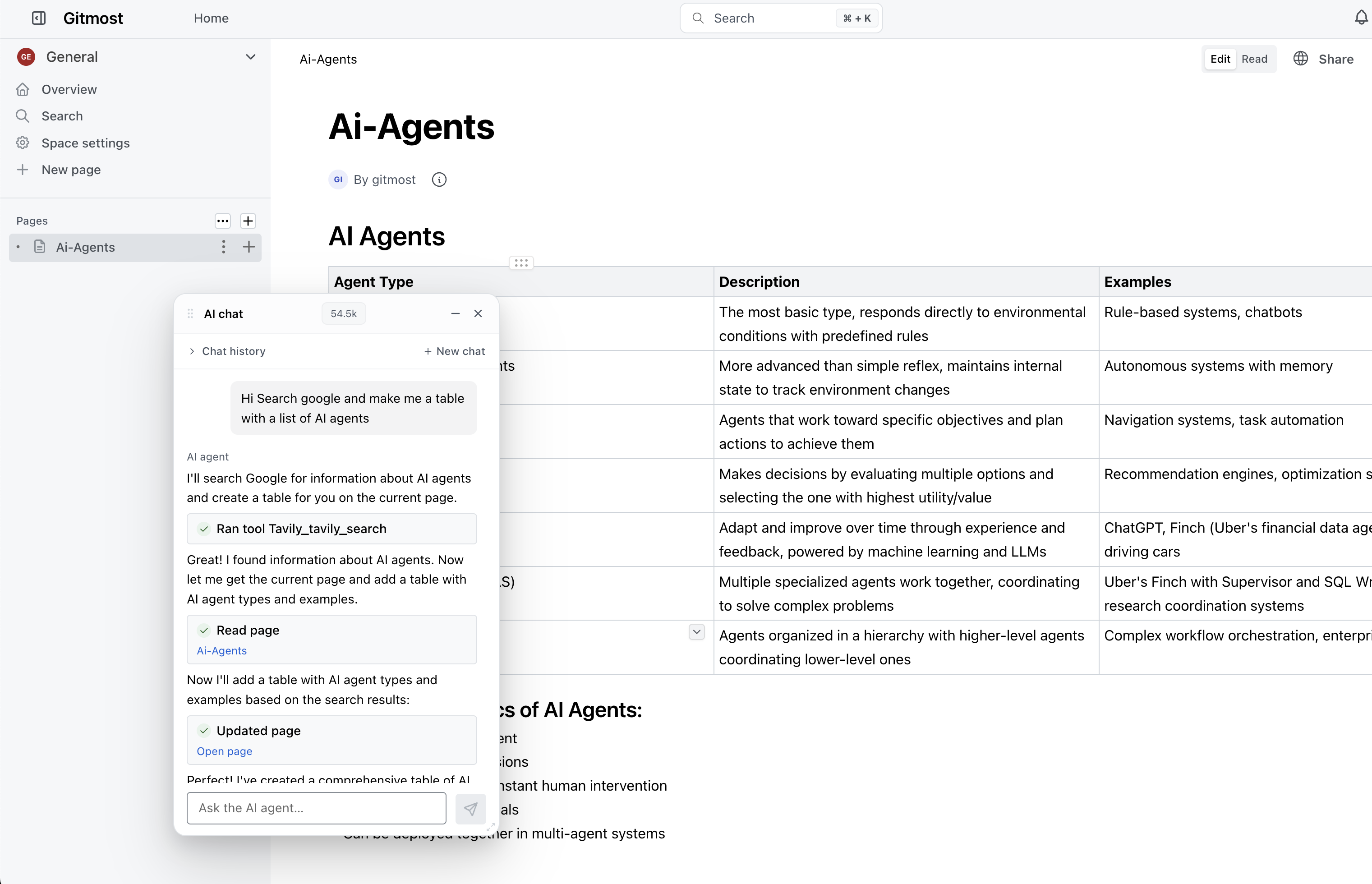 AI agent chat